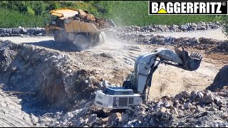 HUGE Liebherr R984C face schovel loads some Caterpillar 775G trucks [upl. by Tudor]