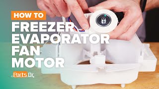 How to replace Freezer Evaporator Fan Motor part  W11224591 on your Whirlpool Refrigerator [upl. by Sedlik]