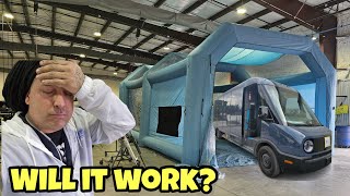 Painting A Rivian Delivery Truck In A BLOW UP Paint Booth [upl. by Fulbert]