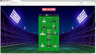 GGL vs COH Dream11 team  SCC vs JET Today Cricket fantasy team prediction [upl. by Leonhard]