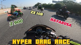 Super Bikes Drag Race 😱 Z900  ZX10R  HAYABUSA Hayper Ride 🤯  मज़ा आ गया आज तो 😍 [upl. by Carlina912]