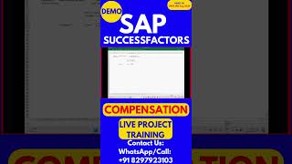 SAP SuccessFactors Compensation Training Video 20 DATE 14th Aug 2024 sapsuccessfactorstraining [upl. by Leahcimluap]