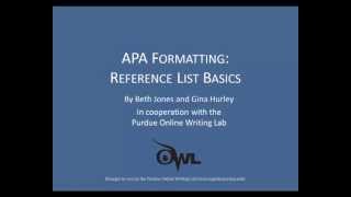 Purdue OWL APA Formatting Reference List Basics [upl. by Caldera]