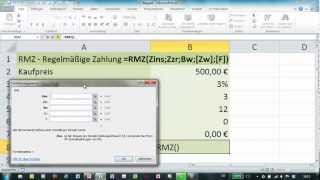 Excel  Monatliche Rate mit Funktion RMZ ermitteln vs Windows Taschenrechner [upl. by Giffy369]