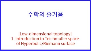 Lowdimensional Topology 1 Introduction to Teichmuller space of HyperbolicRiemann surface [upl. by Enitram]