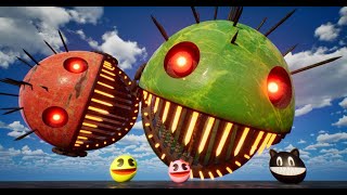 robot pacman vs monster pacman vs scary pacman in the snow vs cartoon cat pacman Adventures v1 [upl. by Hanala]