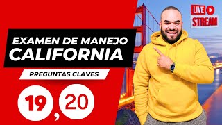 EXAMEN TEORICO DE MANEJO CALIFORNIA EN VIVO I Aprobarás con estas preguntas 19 Y 20 [upl. by Pearl]