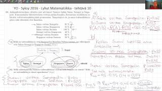 Ylioppilaskirjoitukset  Lyhyt matematiikka  Syksy 2016  Tehtävän 10 ratkaisu [upl. by Lenes]