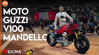 Moto Guzzi V100 Mandello 2025  Più sicura grazie al radar Live da EICMA 2024 [upl. by Akemrej]