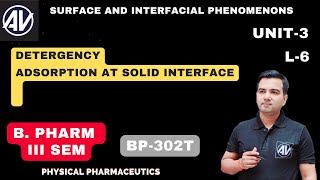 Detergency and Adsorption at solid surface L6 Unit3 Physical pharmaceutics [upl. by Scheer]