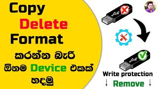 How to Remove Write Protection on a USB Drive  Write protection Remove  Sinhala [upl. by Garey]