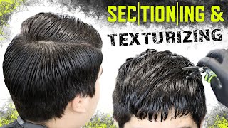 SECTIONING AND TEXTURIZING ✂️ Mid Fade Crop Freestyle Design Haircut Tutorial [upl. by Ym]