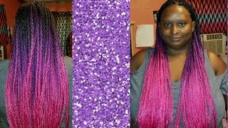 How I did my Micro Braids Black Purple amp Hot Pink [upl. by Babbie]