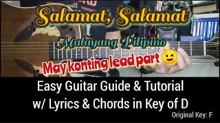 Salamat Salamat  Malayang Pilipino Easy Guitar Guide amp Tutorial w Lyrics amp Chords [upl. by Eyssej]