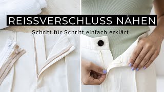 Reißverschluss einnähen einfach erklärt  Stoffhose mit Reißverschluss nähen [upl. by Doehne]