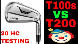 High Handicap Golfer  Quick comparison test T100s vs T200 Titleist clubs [upl. by Hamfurd]