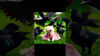 😿The kitten was attacked by flock of crows viralvideo viralshorts youtubeshorts shortvideo ai [upl. by Nnyrb]