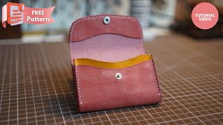 LeatherCraft Mini Card Wallet 4K  FREE PDF PATTERN [upl. by Pippas350]