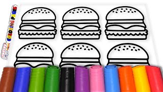 Hamburger Big Colorful Marker Coloring Pages  AKN Kids House [upl. by Anibur]