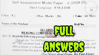 10th class fa2 self assessment 2 English question paper answers key new syllabus [upl. by Savick]