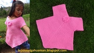 Blusa fácil de hacer tejida a crochet o ganchillo  TEJIDOS OLGA HUAMAN [upl. by Schroer]