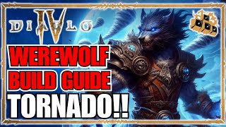 Diablo 4 Tornado Werewolf Clear NM100 Awesome AOE Endgame Guide [upl. by Olinad862]