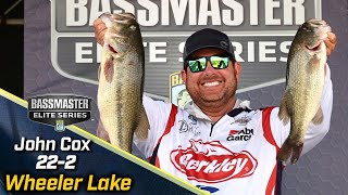 John Cox leads Day 1 of Bassmaster Elite at Wheeler Lake with 22 pounds 2 ounces [upl. by Airliah]