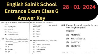 English Sainik School Entrance Exam Class 6 Answer Key [upl. by Sonaj]