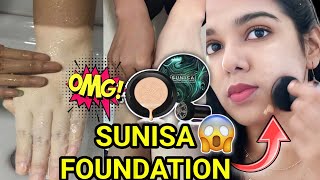 🔥I tried Viral Sunisa Foundation  Best Coverage Foundation  Weird Foundation for Skin whitening [upl. by Aikcir]