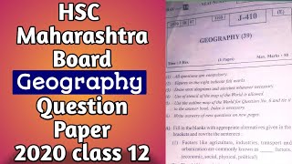 HSC Geography Board Question Paper 2020 MH Board [upl. by Nosreve]