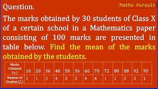 The marks obtained by 30 students of Class X of a certain school in a Mathematics paper consistin [upl. by Eirolam195]