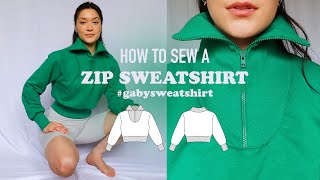 Sweatshirt DIY  How to sew a crop zip sweatshirt sewing tutorial [upl. by Seessel684]