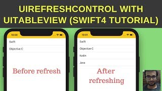 Swift Tutorial UIRefreshControl with UITableView Swift4 [upl. by Yhtamit]