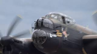 Lancaster Bomber taking off from RAF Coningsby [upl. by Kola]