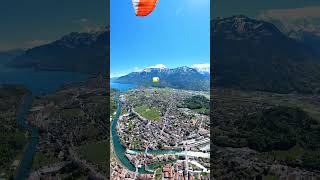 Flying Beside Ueli Aerial View of Interlaken’s quotBödeliquot and Lake Brienz [upl. by Anaiek]