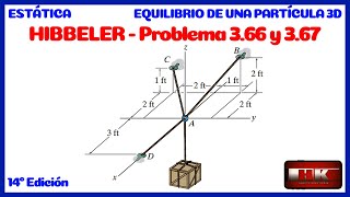 Problema 366 y 367 EQUILIBRIO DE UNA PARTICULA 3D ESTATICA Hibbeler 14 [upl. by Walton]