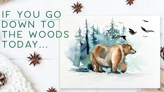 Easy Watercolour Bear In the Forest [upl. by Ahterod]