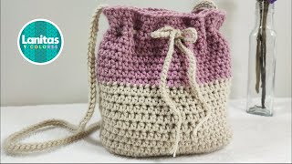 Bolso TEJIDO a CROCHET paso a paso puntos basicos  Lanitas y Colores [upl. by Muriah]