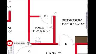 26 x 216quot HOUSE PLANSOUTH FACING PLAN26x 216quot HOME PLAN559 SQFT HOUSE PLAN2 BHK HOUSE DESIGN [upl. by Agem789]