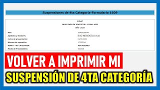 Cómo recuperar mi Suspensión de Cuarta Categoría 2023 Volver a imprimir Suspensión de Cuarta SUNAT [upl. by Nicola]