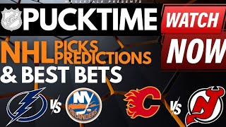 NHL Predictions Picks amp Odds  Flames vs Devils  Lightning vs Islanders  PuckTime Feb 8 [upl. by Janey890]