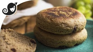 English Muffin Recipe with Cinnamon and Raisin  Vegan Breakfast  Vegan Recipe [upl. by Kylander]