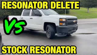 Chevy Silverado 53L V8 RESONATOR DELETE Vs STOCK RESONATOR [upl. by Behn414]