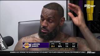 LeBron James POSTGAME INTERVIEW  Los Angeles Lakers beat Destroit Pistons 125111 [upl. by Deibel527]