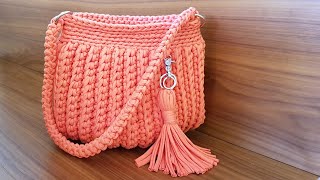 Como Fazer Uma Bolsa Com Fio de Malha  Tutorial de Crochê [upl. by Pihc]