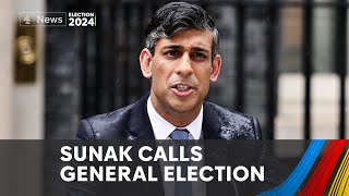 Election 2024 Drenched Rishi Sunak calls for vote in July [upl. by Giamo]