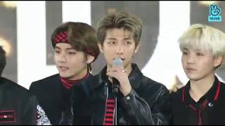 20180128 首爾歌謠大戰大賞  防彈少年團 BTS 得獎感言 [upl. by Weinshienk199]