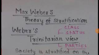 Max Webers Theory of Stratification Trinitarian view [upl. by Ciaphus]