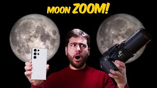 Moon Zoom Galaxy S23 Ultra vs Professional 125x Zoom Camera Nikon P1000  VERSUS [upl. by Harbot]