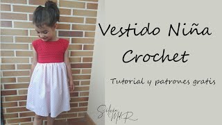 Vestido niña con canesú a crochet Patrones o moldes gratis [upl. by Krum]